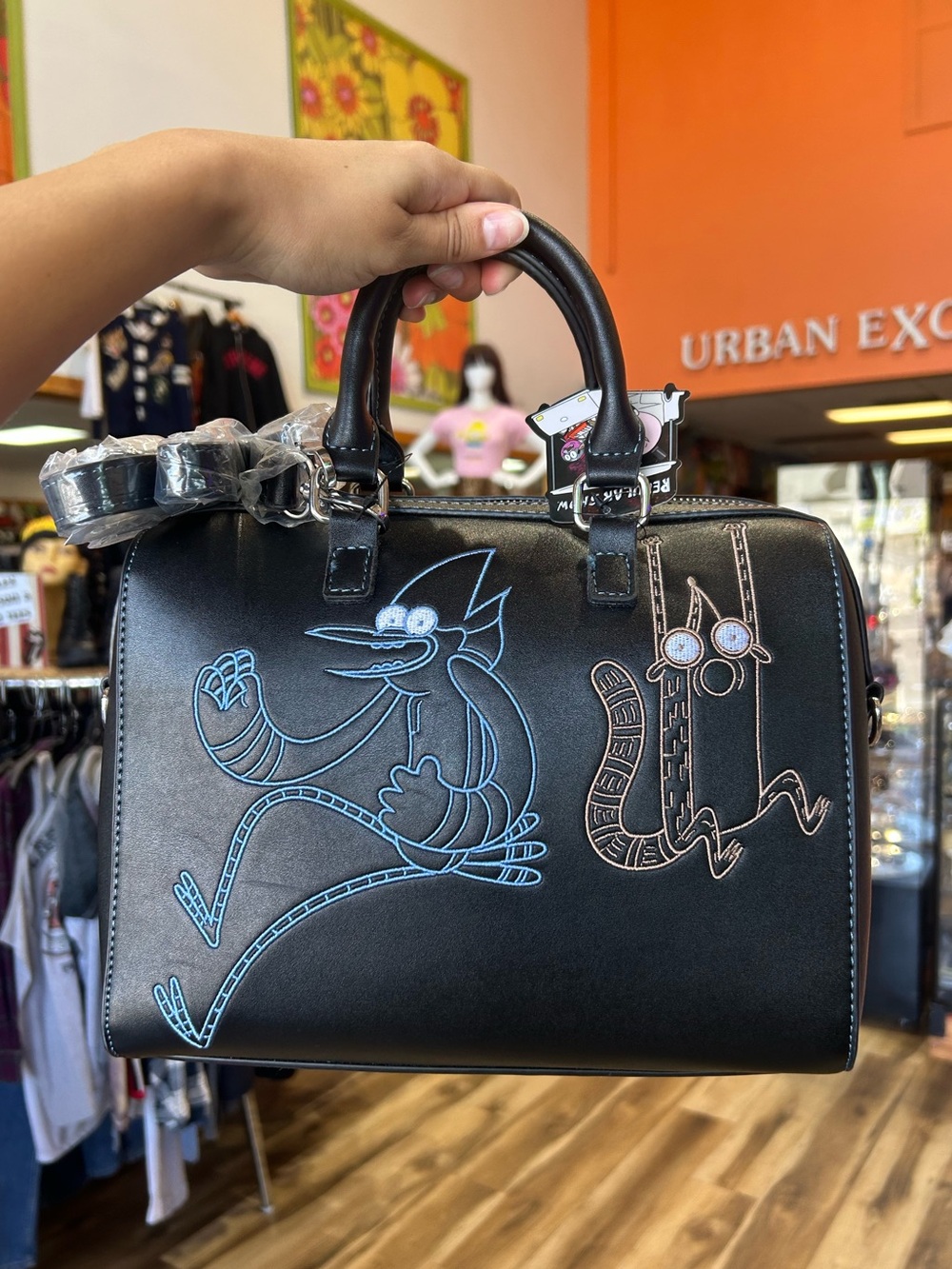 Regular Show Mordecai & Rigby Embroidered Handbag — BoxLunch Exclusive NWT